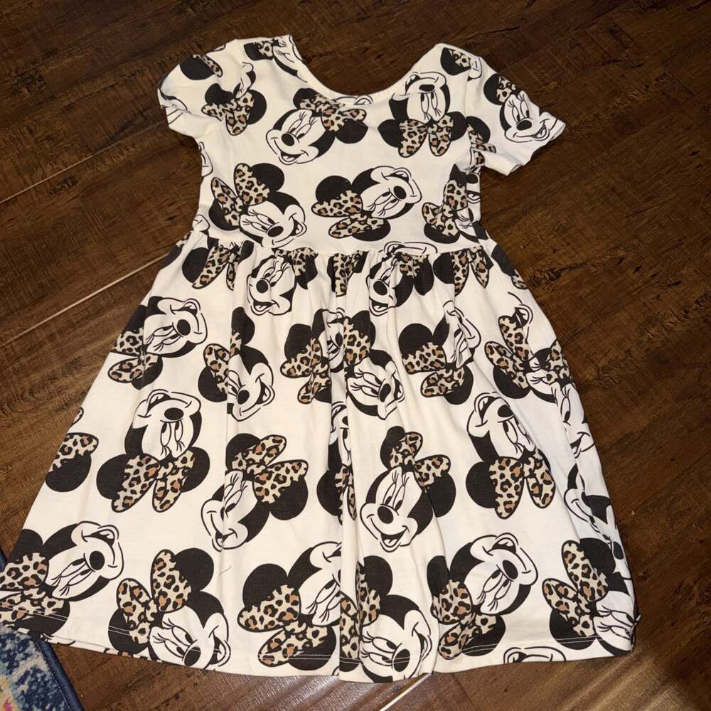 Disney Girls Minnie Mouse Animal Print Dresz Sz large 10/12